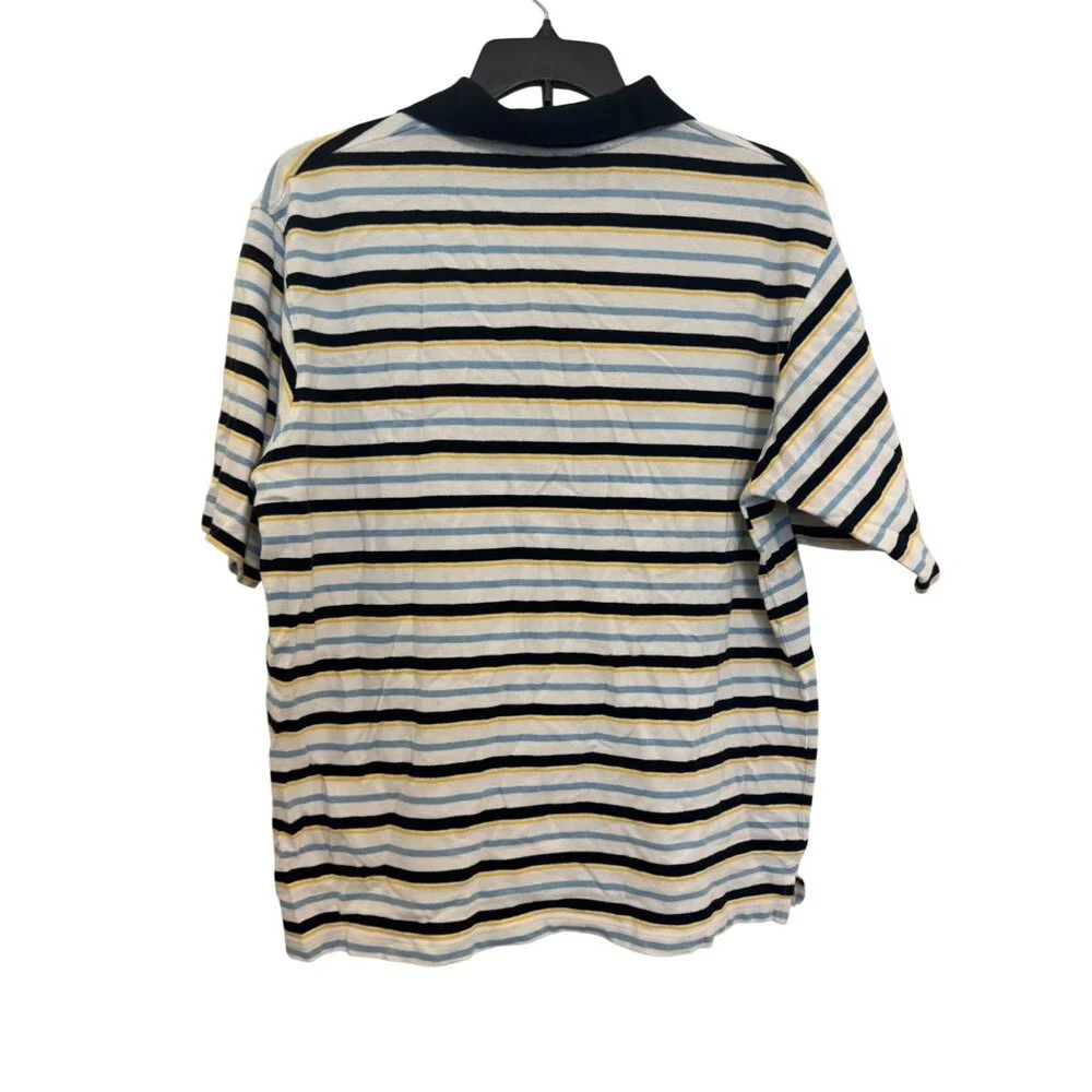 Southpole Striped Polo Shirt Mens XL Multicolor Yellow Navy Short Sleeve Classic